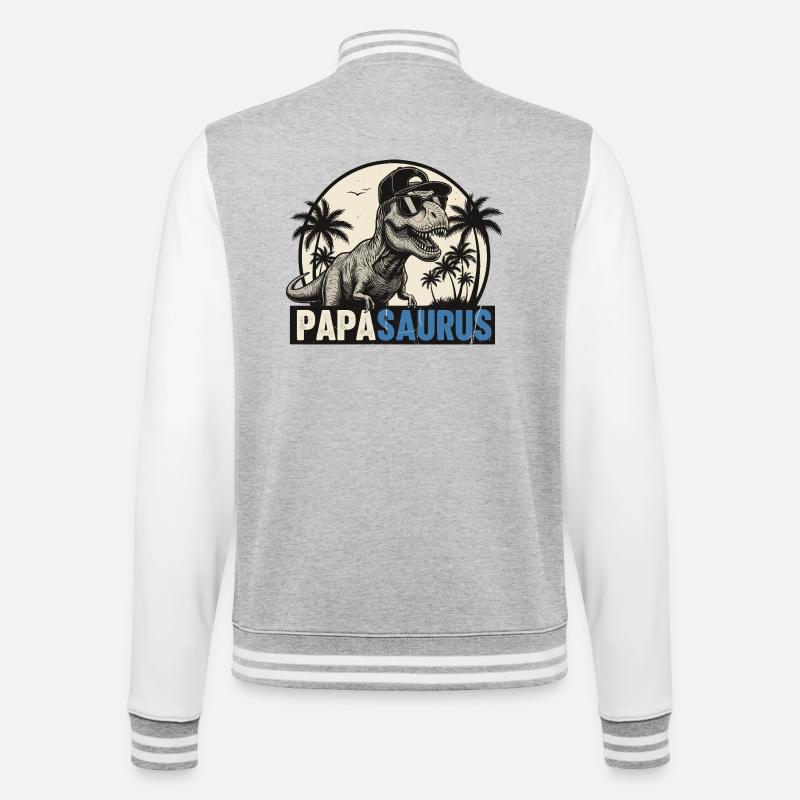 Papasaurus – Cool T-Rex Father Design - Veste Teddy - gris chiné / blanc