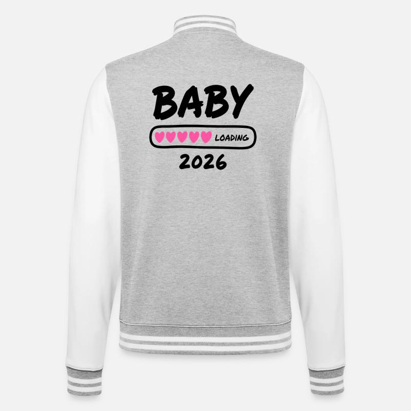 Baby Loading 2026 Schwangerschaft Eltern - College-Sweatjacke - Grau meliert/Weiß