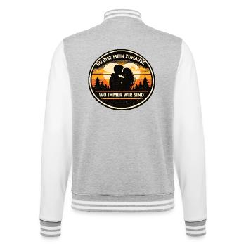 Du bist mein Zuhause Romantik Badge - College-Sweatjacke - Grau meliert/Weiß - Hinten - Marisol (170cm)