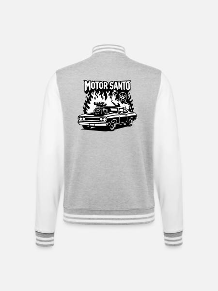 Motor Santo Fire Hotrod - College Sweat Jacket - heather grey/white