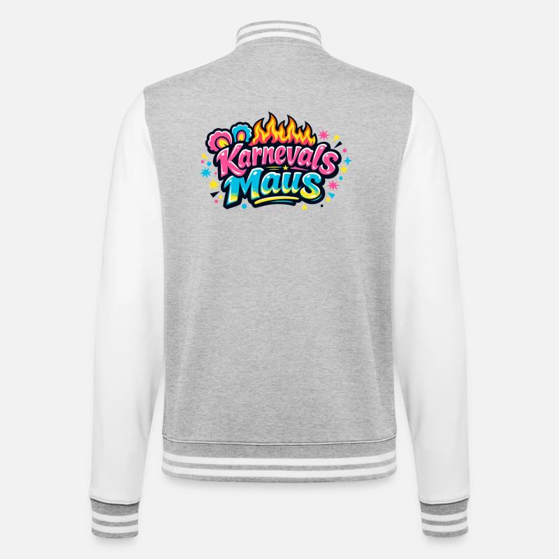 Karnevalsmaus Jeck - Kölle Alaaf Motiv - College-Sweatjacke - Grau meliert/Weiß