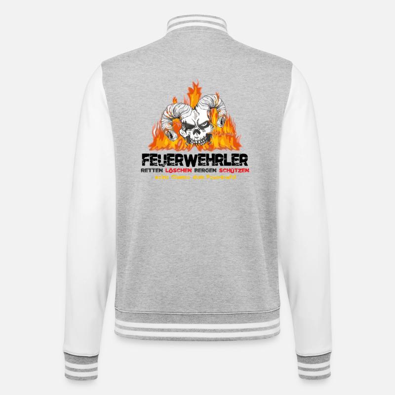 Pompier Fire Devil - Veste Teddy - gris chiné / blanc