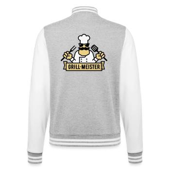 Grillmeister (Grill / Barbecue / BBQ / 3C) - Veste Teddy - gris chiné / blanc - Dos - Marisol (170cm)