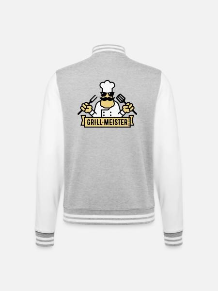 Grillmeister (Grilling / Barbecue / BBQ / 3C) - College Sweat Jacket - heather grey/white