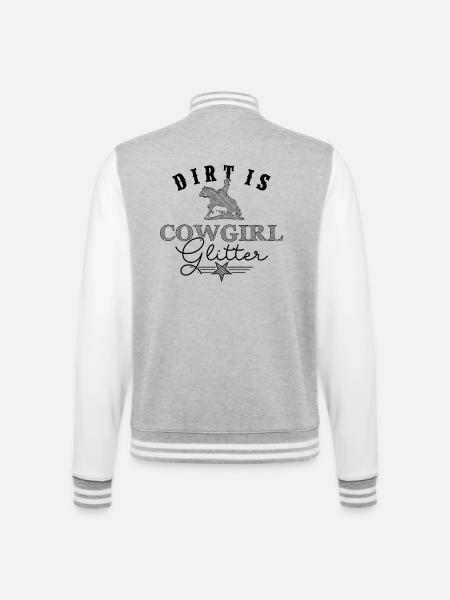 Dirt is Cowgirlglitter Westernreiterin - College-Sweatjacke - Grau meliert/Weiß