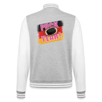 Puck Yeah – Eishockey T-Shirt - Veste Teddy - gris chiné / blanc - Dos - Marisol (170cm)