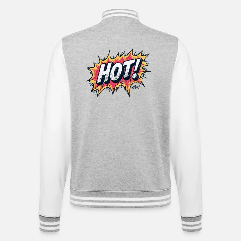 Hot Comic Explosions Design - College-Sweatjacke - Grau meliert/Weiß