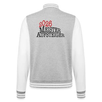 Meister und Aufsteiger 2026  - College-Sweatjacke - Grau meliert/Weiß - Hinten - Marisol (170cm)
