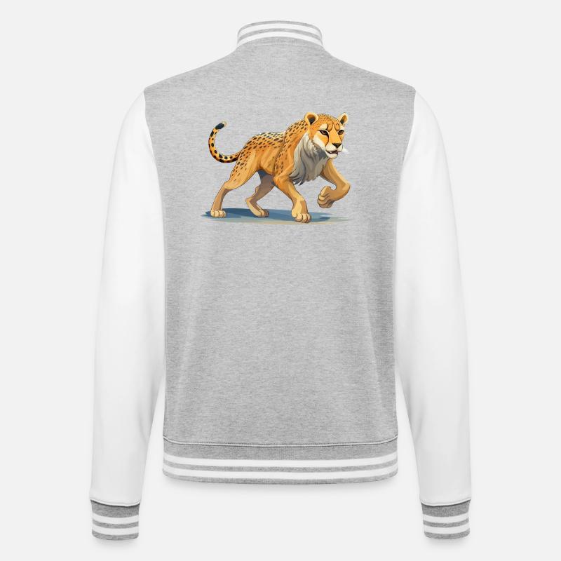 Dynamic Cheetah Illustration - College Sweat Jacket - heather grey/white