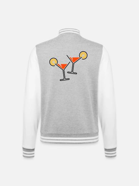 2 Cocktailgläser / Cocktail / Martini + (Orange) - College-Sweatjacke - Grau meliert/Weiß