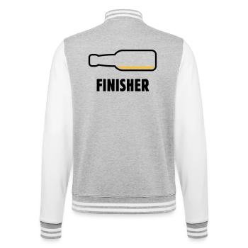 Finisher (Bier / Bierchen / Biertrinker / POS 2C) - College-Sweatjacke - Grau meliert/Weiß - Hinten - Marisol (170cm)