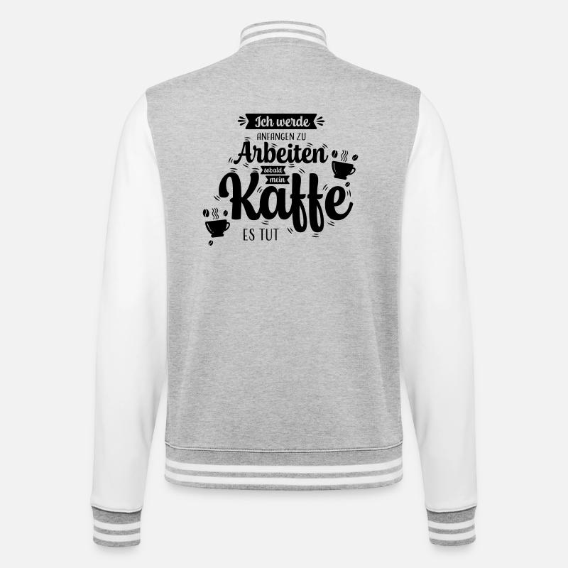 Kaffee_Spruch - Veste Teddy - gris chiné / blanc