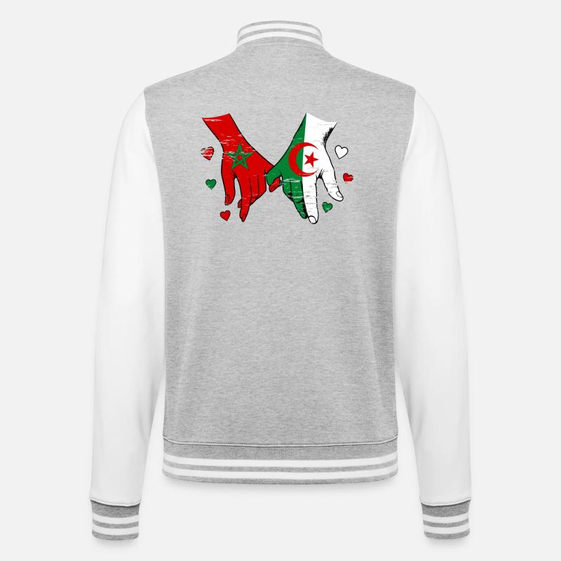 Morocco Algeria flags handholding used - College Sweat Jacket - heather grey/white