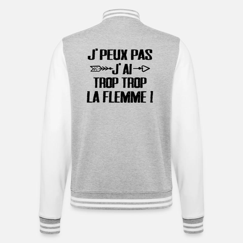 I can't I'm too lazy - College Sweat Jacket - heather grey/white