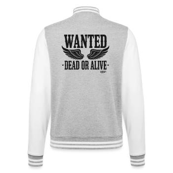 Wanted Dead or Alive mit Flügeln - College-Sweatjacke - Grau meliert/Weiß - Hinten - Marisol (170cm)