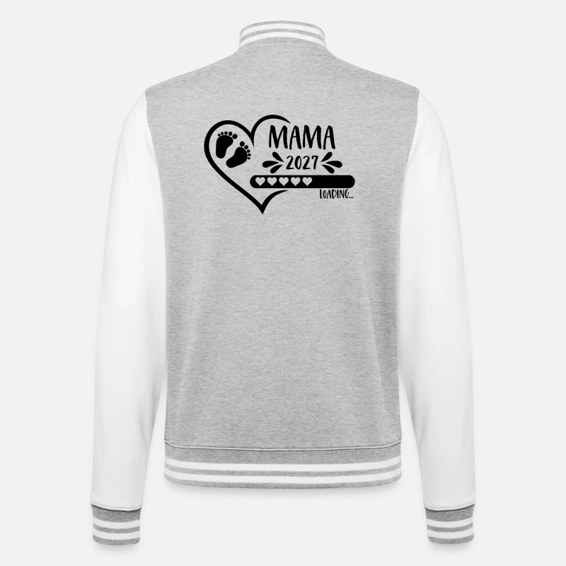 Mama 2027 loading - College-Sweatjacke - Grau meliert/Weiß