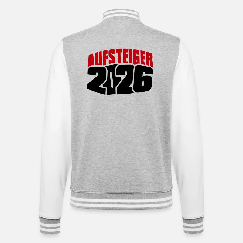 Aufsteiger 2026 Aufstieg - College-Sweatjacke - Grau meliert/Weiß