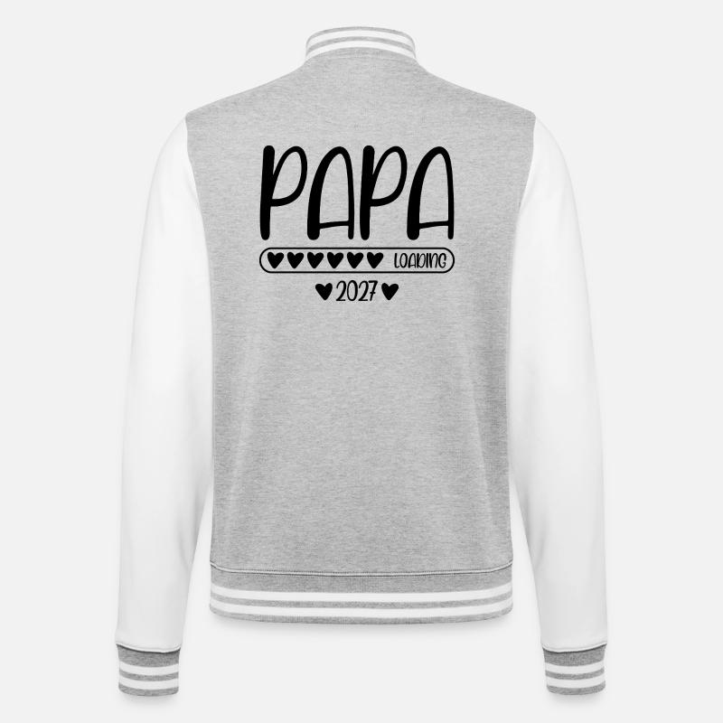Papa 2027 loading - College Sweat Jacket - heather grey/white