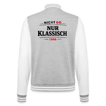 60e anniversaire né en 1966 - Veste Teddy - gris chiné / blanc - Dos - Marisol (170cm)