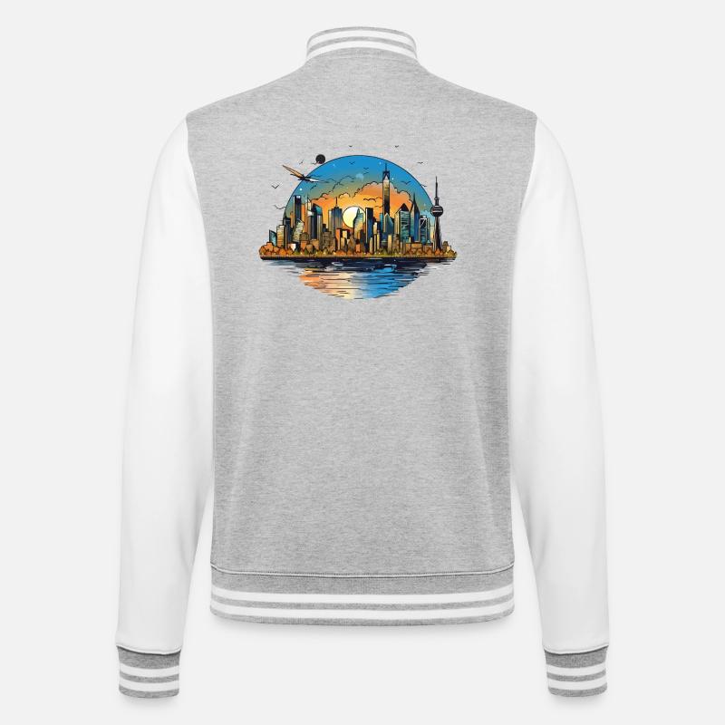 Sunset Skyline Reflection - College Sweat Jacket - heather grey/white