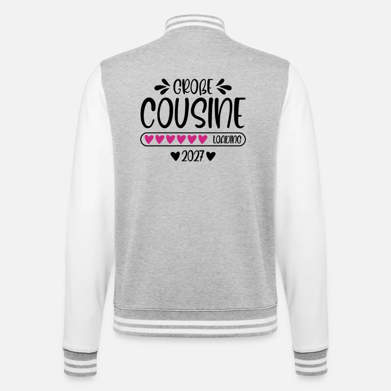 Große Cousine 2027 loading - College-Sweatjacke - Grau meliert/Weiß