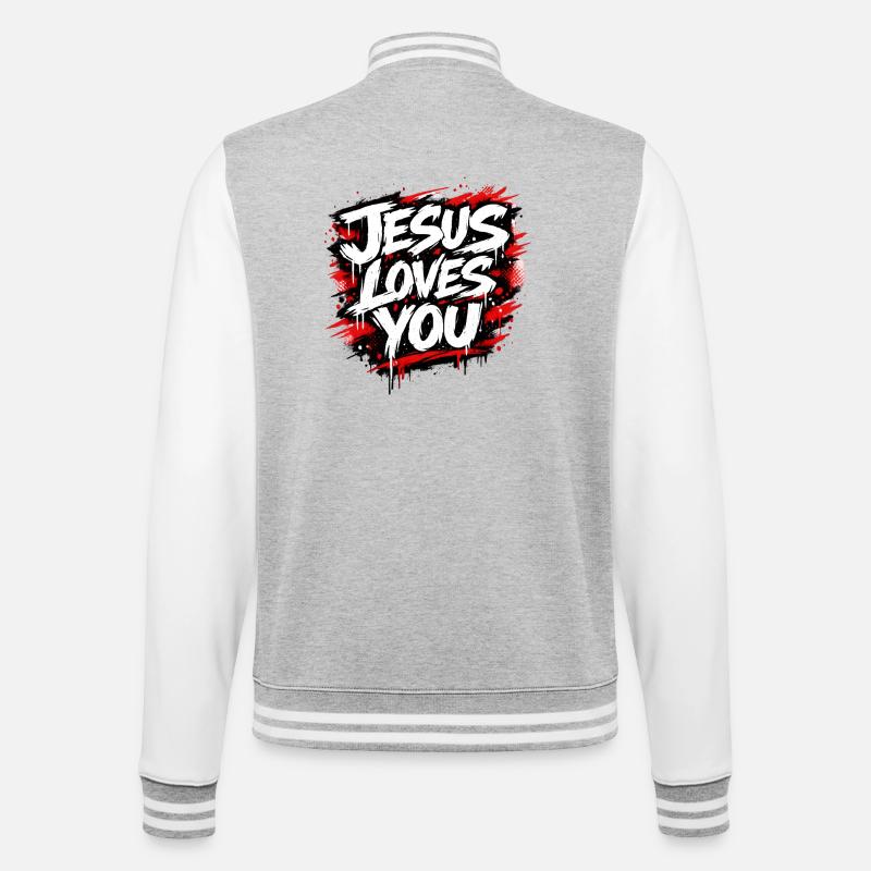 Déclaration de graffiti Jésus t’aime - Veste Teddy - gris chiné / blanc