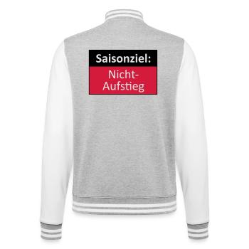 Aufstieg / Nichtaufstieg - College-Sweatjacke - Grau meliert/Weiß - Hinten - Marisol (170cm)