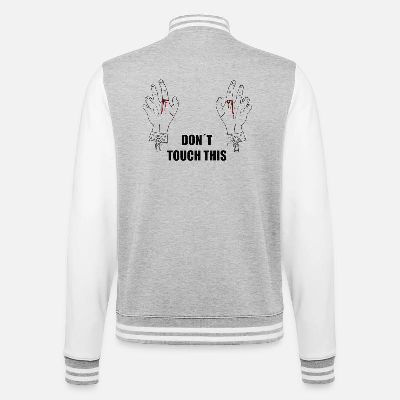 Don´t touch this - College-Sweatjacke - Grau meliert/Weiß
