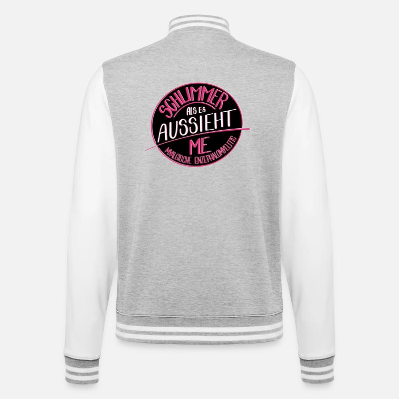 Schlimmer als es aussieht, M.E. - College-Sweatjacke - Grau meliert/Weiß