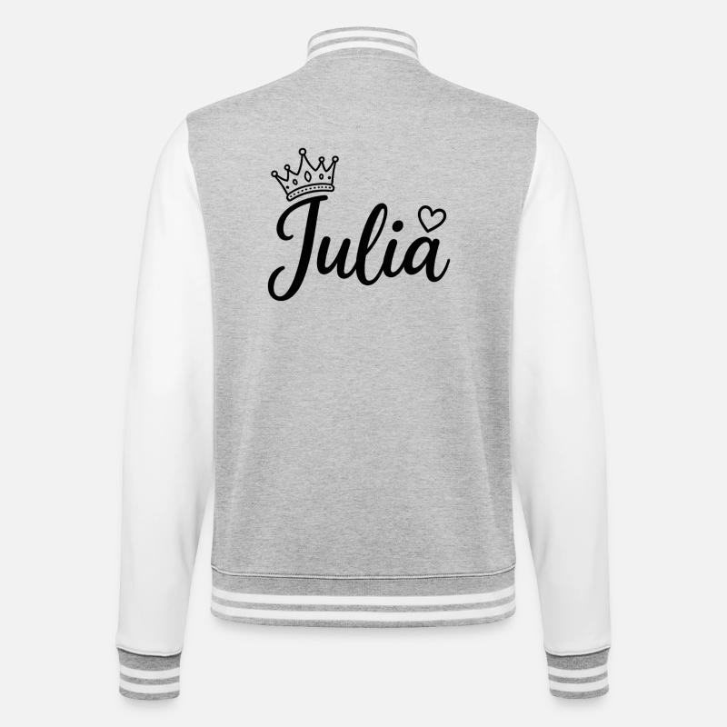 Juliet Name Crown Heart Calligraphy Personalized - College Sweat Jacket - heather grey/white