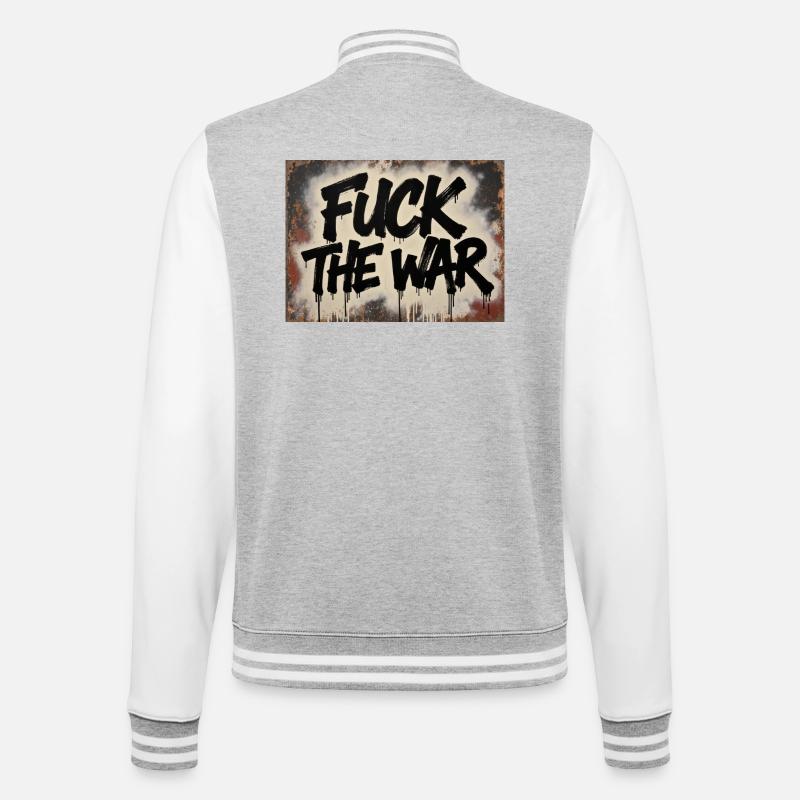 SCHEISS AUF DEN KRIEG - College-Sweatjacke - Grau meliert/Weiß