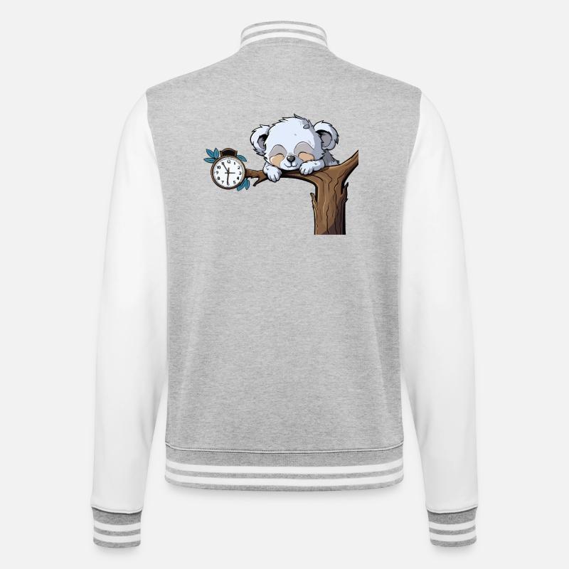 Sleeping koala on the clock branch - College Sweat Jacket - heather grey/white
