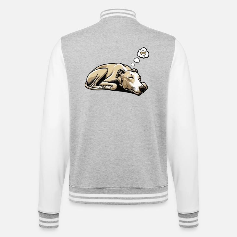 Whippet Greyhound Whippets Propriétaire de lévrier - Veste Teddy - gris chiné / blanc