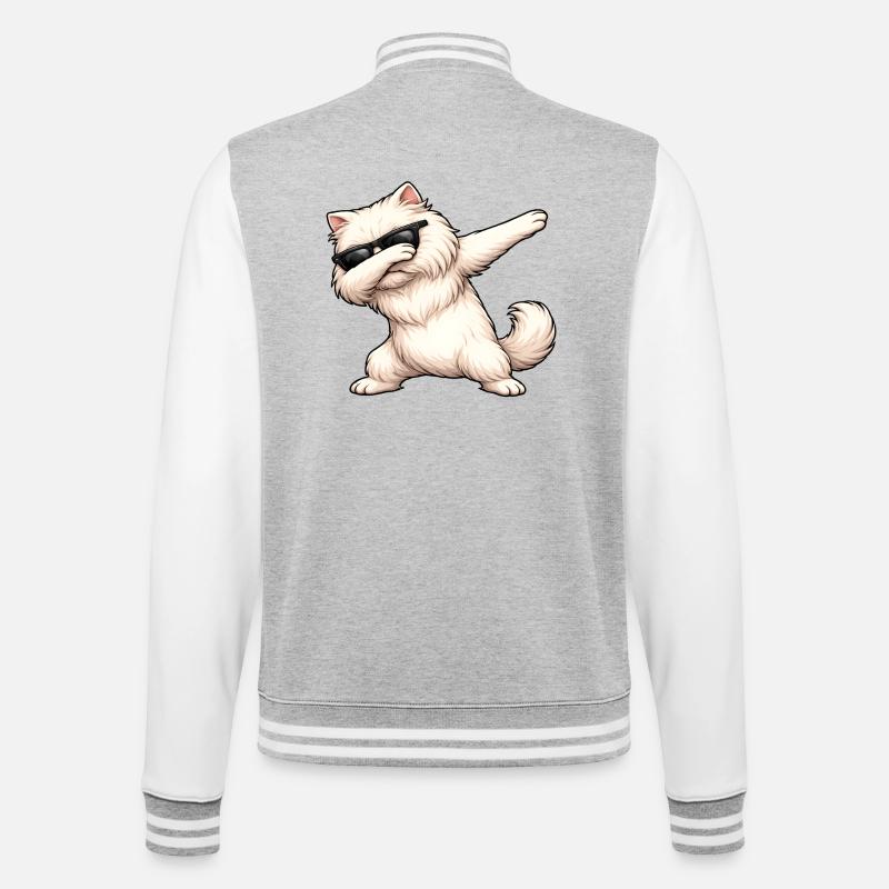 Dabbing Persian Cat - College Sweat Jacket - heather grey/white