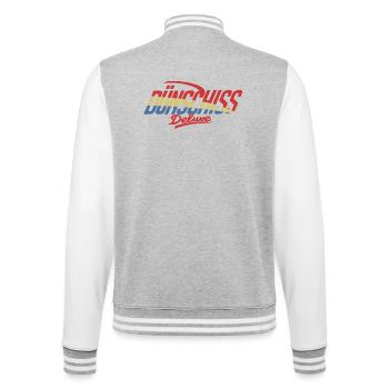 Duenschiss deluxe - College-Sweatjacke - Grau meliert/Weiß - Hinten - Marisol (170cm)