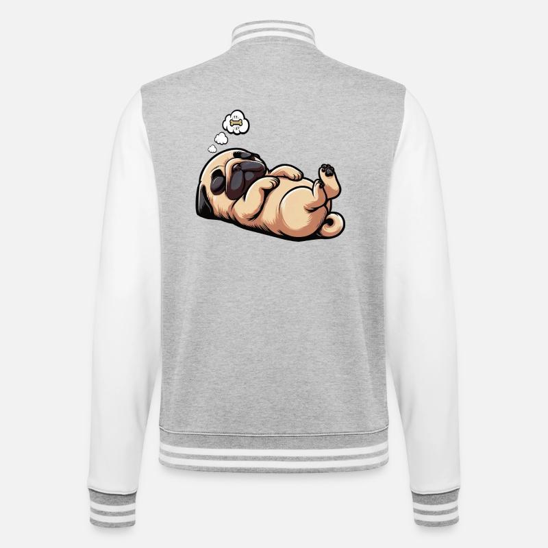Mops Möpse Mopsbesitzer Mopsliebhaber Mopshalter - College-Sweatjacke - Grau meliert/Weiß