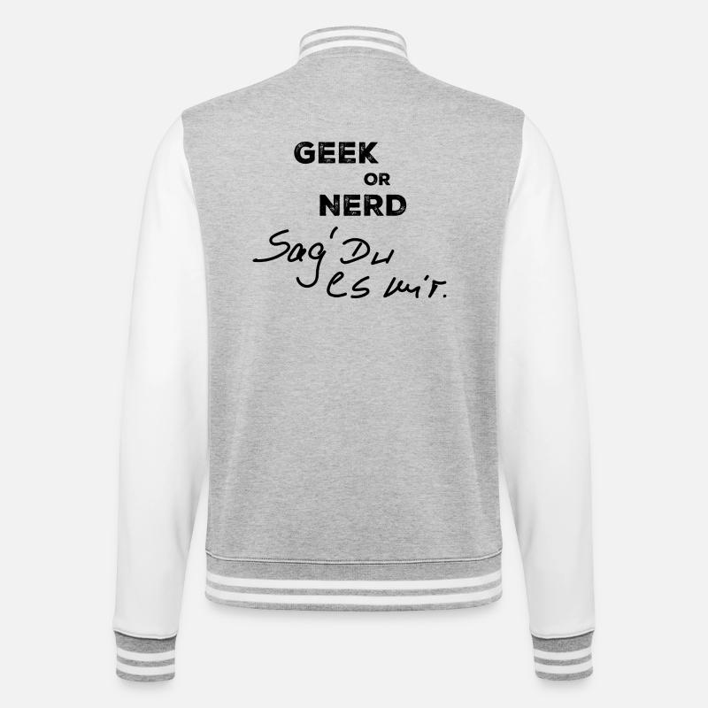 Geek oder Nerd - College-Sweatjacke - Grau meliert/Weiß
