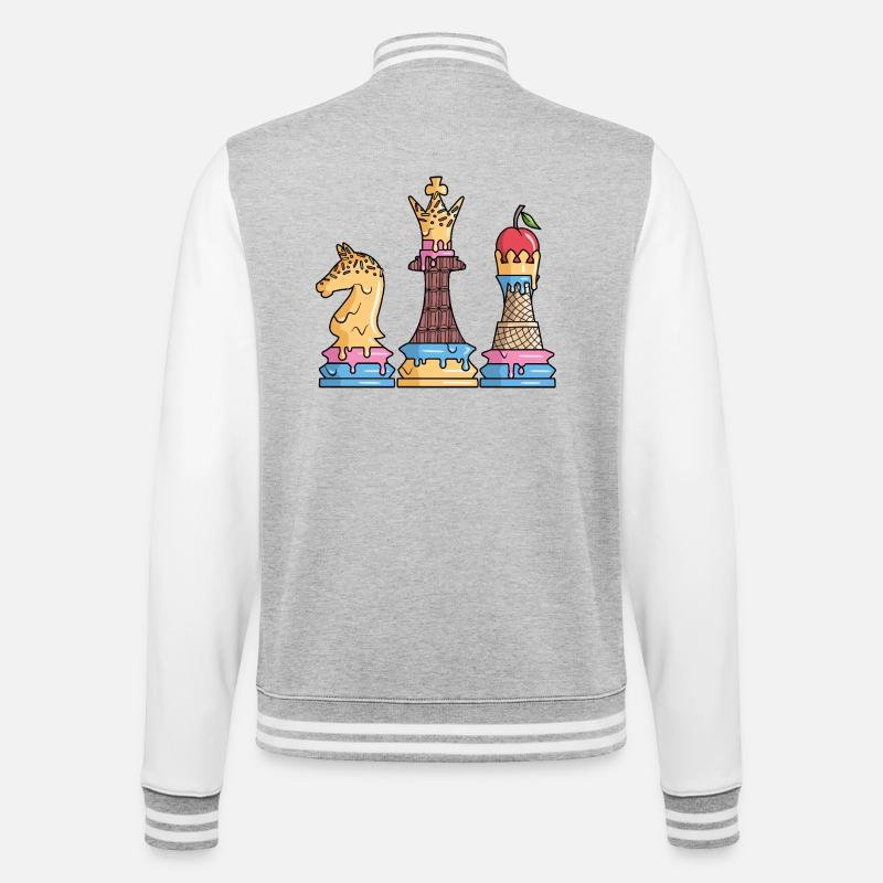 Schachfiguren Eiscreme Schachspiel Kinder Schach - College Sweat Jacket - heather grey/white