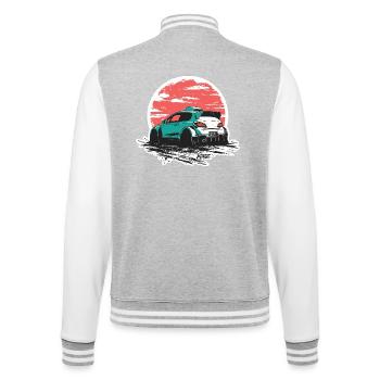 Teal Rally Car Sunset Sketch - College Sweat Jacket - heather grey/white - Back - Marisol (170cm)