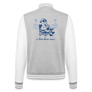 Lustige Gans, ich wohne hier jetzt, Baseball - College-Sweatjacke - Grau meliert/Weiß - Hinten - Marisol (170cm)