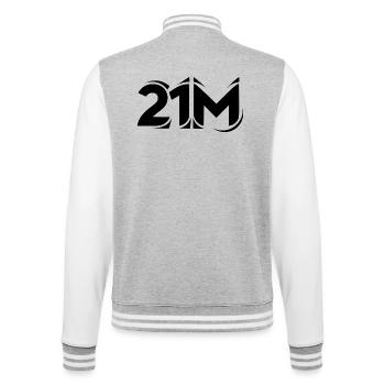 Motif du logo Cool 21M pour Bitcoin Miner - Veste Teddy - gris chiné / blanc - Dos - Marisol (170cm)
