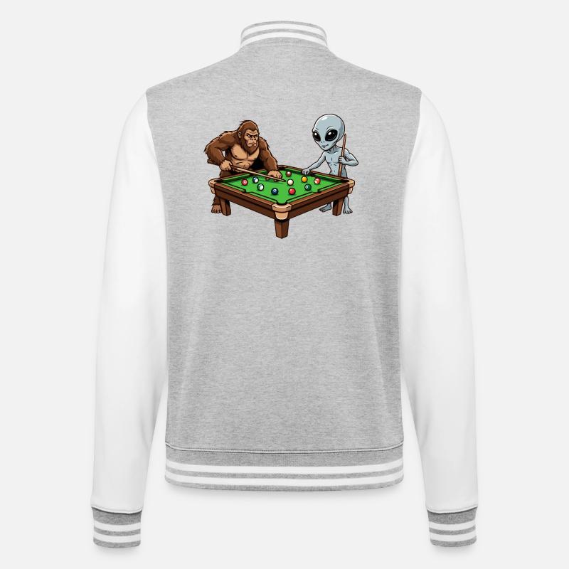 Billard Profi Design – Snooker & Pool Billard - College-Sweatjacke - Grau meliert/Weiß