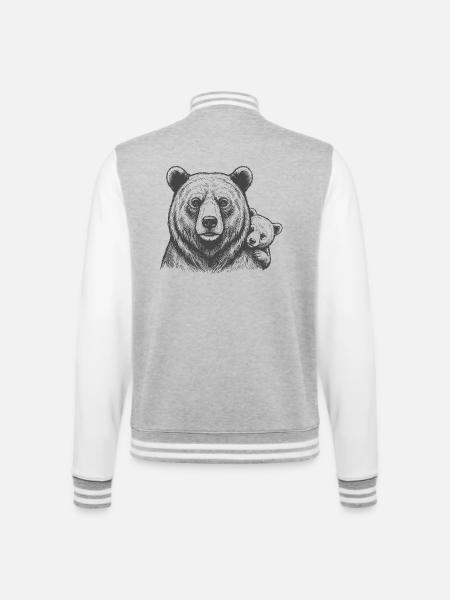 Bears Dad and Baby - College Sweat Jacket - heather grey/white