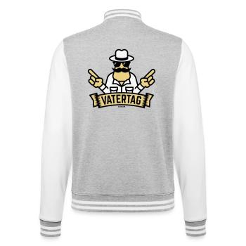 Vatertag Handzeichen (Männertag / Herrentag / 3C) - College-Sweatjacke - Grau meliert/Weiß - Hinten - Marisol (170cm)
