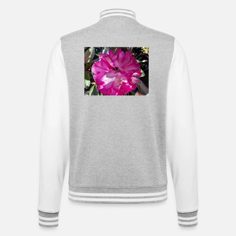 Fuchsia-Azalee in voller Blüte - College-Sweatjacke - Grau meliert/Weiß