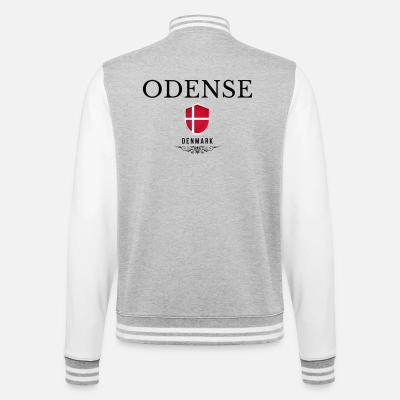 Odense-Souvenir, elegantes Odense-Design - College-Sweatjacke - Grau meliert/Weiß