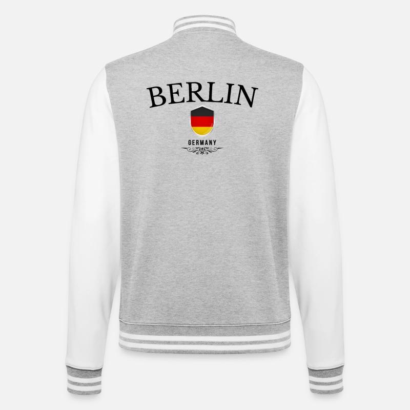 Berlin souvenir, design élégant Berlin - Veste Teddy - gris chiné / blanc