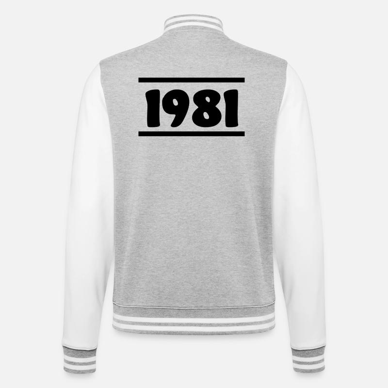 1981 Anniversaire 1981 - Veste Teddy - gris chiné / blanc