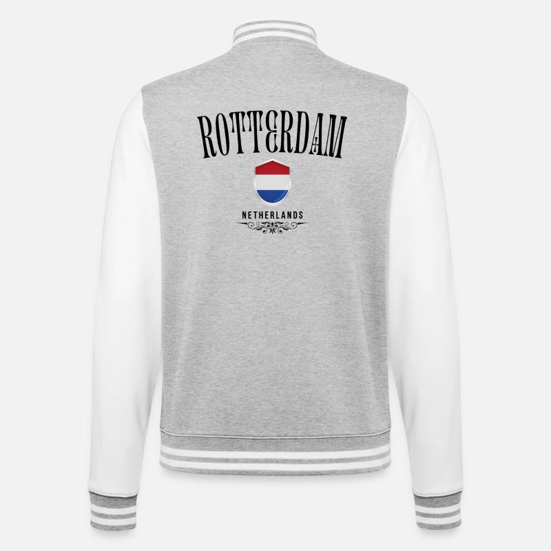 Souvenir Rotterdam, design élégant Rotterdam - Veste Teddy - gris chiné / blanc