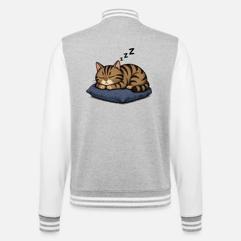 Chat endormi sur l’oreiller - Veste Teddy - gris chiné / blanc